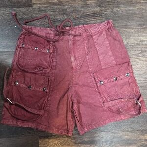 Free People Burgundy Cargo Shorts